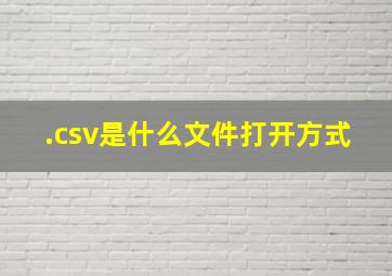 .csv是什么文件打开方式