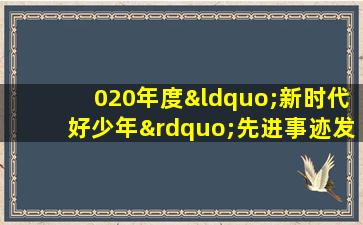 020年度“新时代好少年”先进事迹发布活动