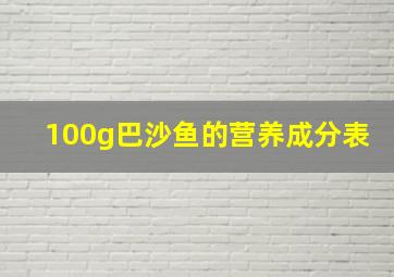 100g巴沙鱼的营养成分表