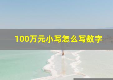 100万元小写怎么写数字