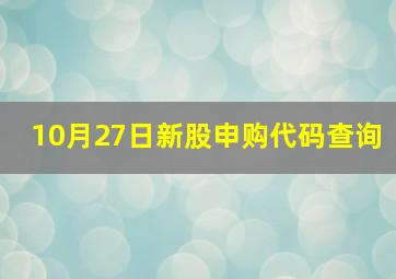 10月27日新股申购代码查询