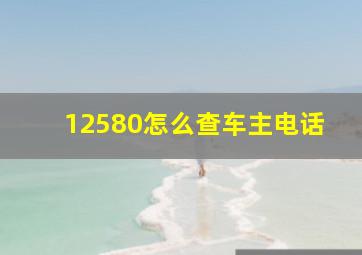 12580怎么查车主电话