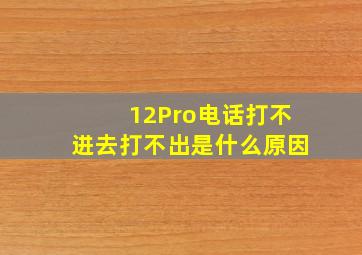 12Pro电话打不进去打不出是什么原因