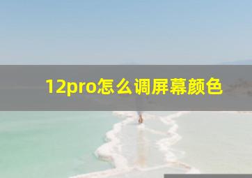 12pro怎么调屏幕颜色