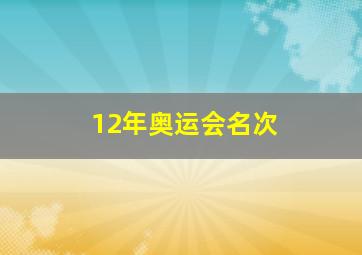 12年奥运会名次