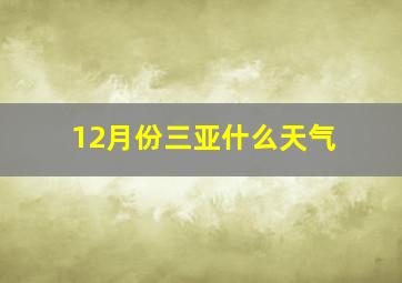 12月份三亚什么天气