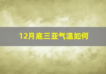 12月底三亚气温如何