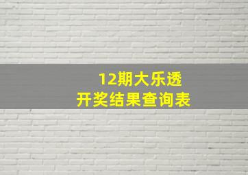 12期大乐透开奖结果查询表