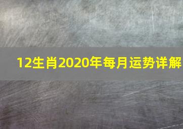 12生肖2020年每月运势详解