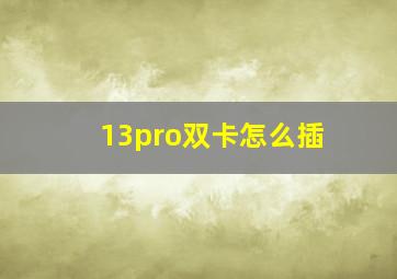 13pro双卡怎么插