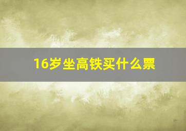 16岁坐高铁买什么票