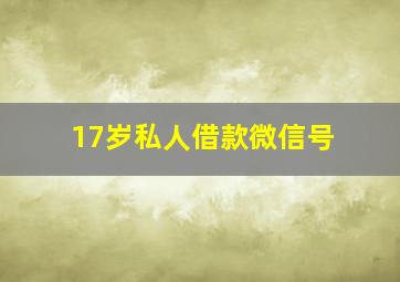 17岁私人借款微信号