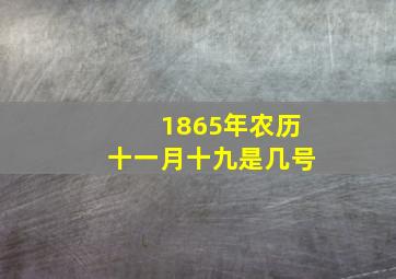 1865年农历十一月十九是几号