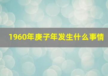 1960年庚子年发生什么事情