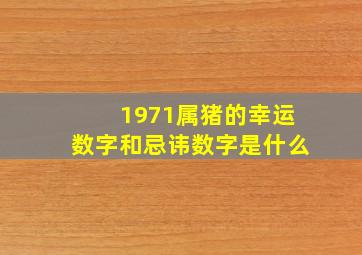 1971属猪的幸运数字和忌讳数字是什么