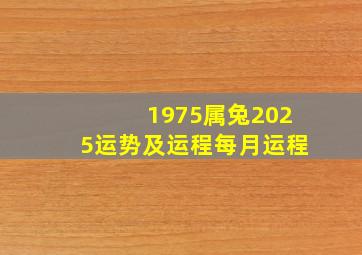 1975属兔2025运势及运程每月运程