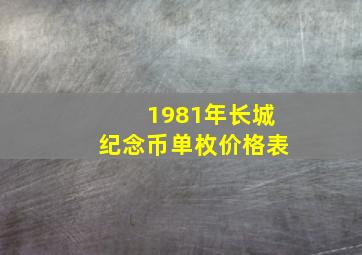 1981年长城纪念币单枚价格表