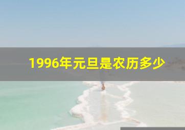 1996年元旦是农历多少