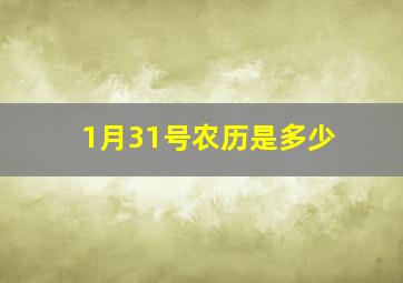 1月31号农历是多少