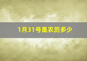 1月31号是农历多少