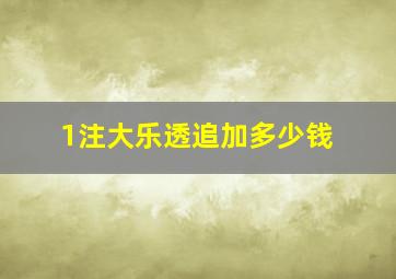 1注大乐透追加多少钱