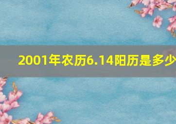 2001年农历6.14阳历是多少