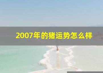 2007年的猪运势怎么样