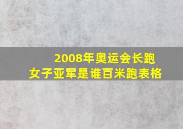 2008年奥运会长跑女子亚军是谁百米跑表格