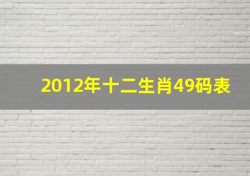 2012年十二生肖49码表