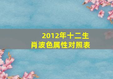 2012年十二生肖波色属性对照表