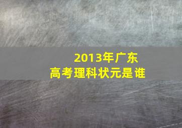 2013年广东高考理科状元是谁