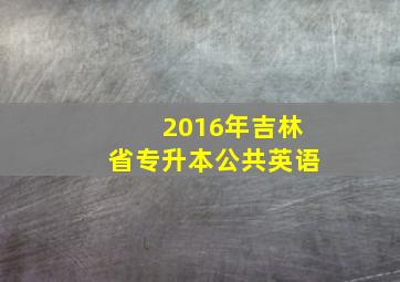 2016年吉林省专升本公共英语