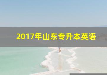 2017年山东专升本英语