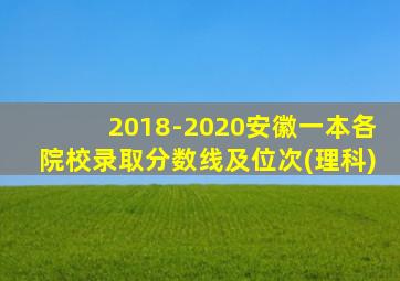 2018-2020安徽一本各院校录取分数线及位次(理科)