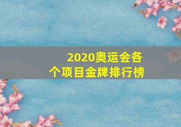 2020奥运会各个项目金牌排行榜