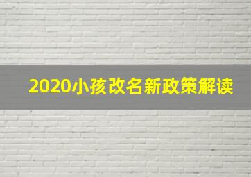 2020小孩改名新政策解读