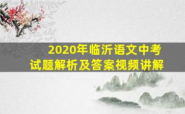 2020年临沂语文中考试题解析及答案视频讲解