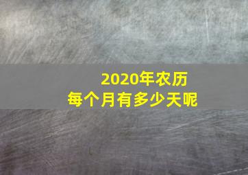 2020年农历每个月有多少天呢