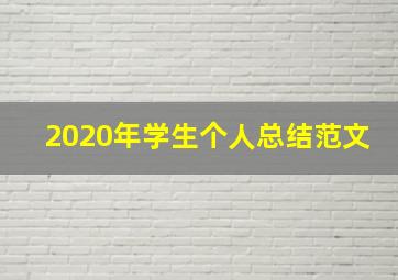 2020年学生个人总结范文