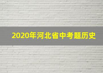 2020年河北省中考题历史