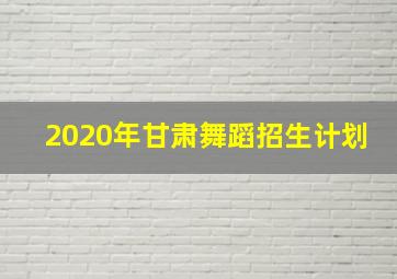 2020年甘肃舞蹈招生计划