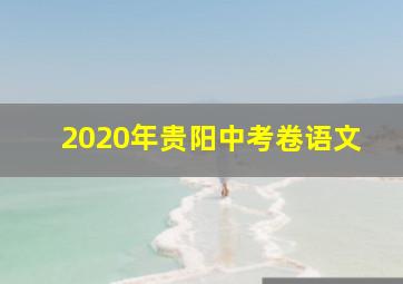 2020年贵阳中考卷语文