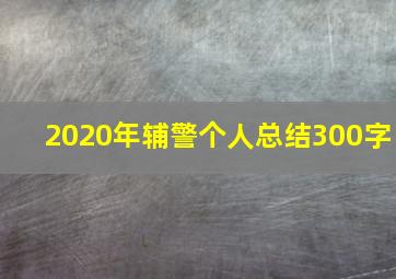 2020年辅警个人总结300字