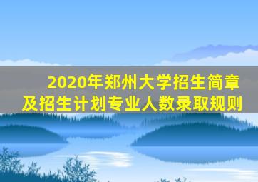 2020年郑州大学招生简章及招生计划专业人数录取规则