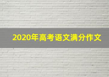 2020年高考语文满分作文