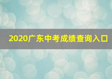 2020广东中考成绩查询入口