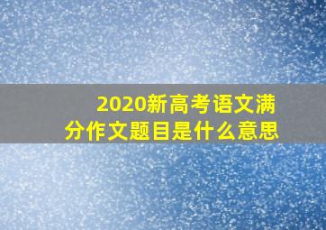 2020新高考语文满分作文题目是什么意思