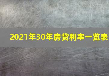 2021年30年房贷利率一览表