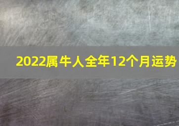 2022属牛人全年12个月运势