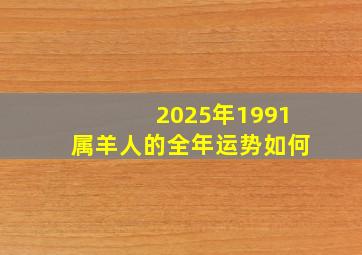 2025年1991属羊人的全年运势如何